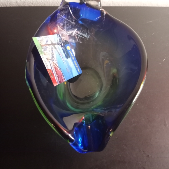 GORGEOUS NEW White Cristal Murano Italy 8" Sommerso Bowl. - Picture 9 of 9